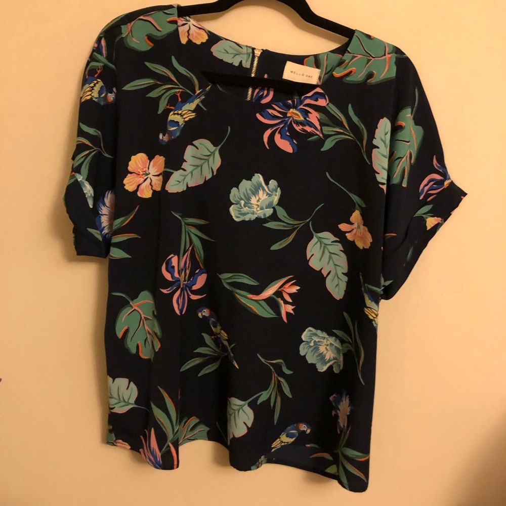 Floral Print Blouse Zipper Detail